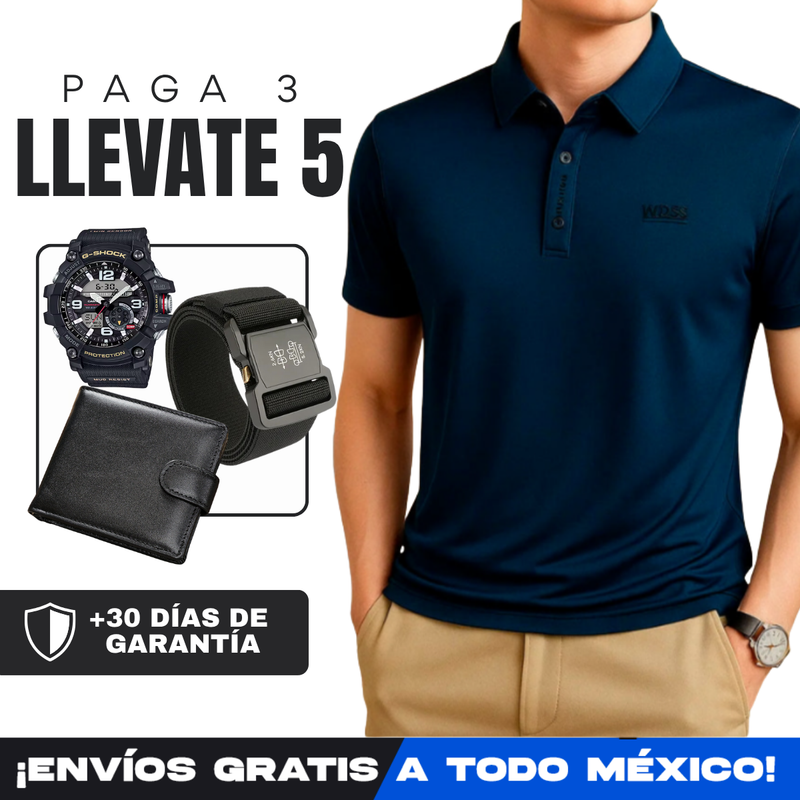 [Llevá 5, Pagá 3] Camisa Polo de Hombre Lanux en Algodón y Poliéster +REGALOS: Reloj, Cinturón y Billetera