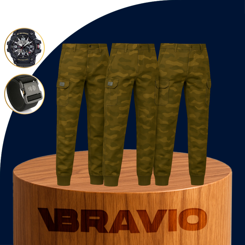 Kit de 3 Pantalones Tácticos Militares en Tejido RipStop y Poliéster (¡Robustos y Duraderos!) +REGALOS: Reloj Táctico y Cinturón Táctico