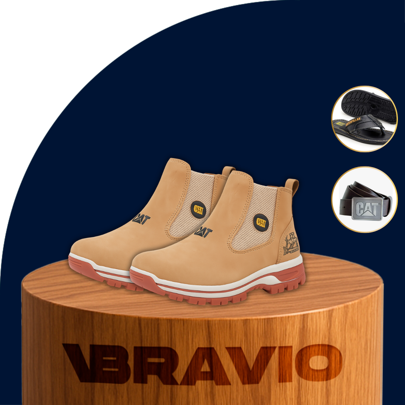 Kit Bota Track en Cuero Legítimo con Plantilla Ortopédica +REGALOS: Sandalia y Cinturón