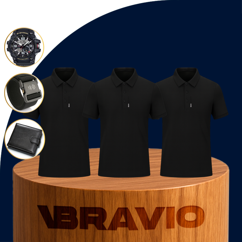 [Llevá 3 Pagá 2] Camisa Polo de Hombre en Algodón y Poliéster +REGALOS: Reloj, Cinturón y Billetera