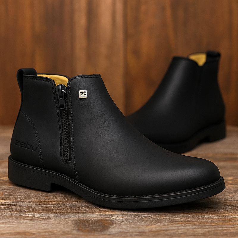 Kit Bota Zavu Casual Ortopédica de Hombre en Cuero Legítimo +3 REGALOS: Cinturón, Gorra y Billetera