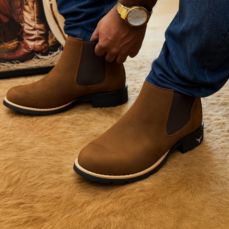 Kit Bota de Hombre Texan en Cuero Legítimo con Plantilla Ortopédica +REGALOS: Sombrero, Cinturón, Billetera y Funda